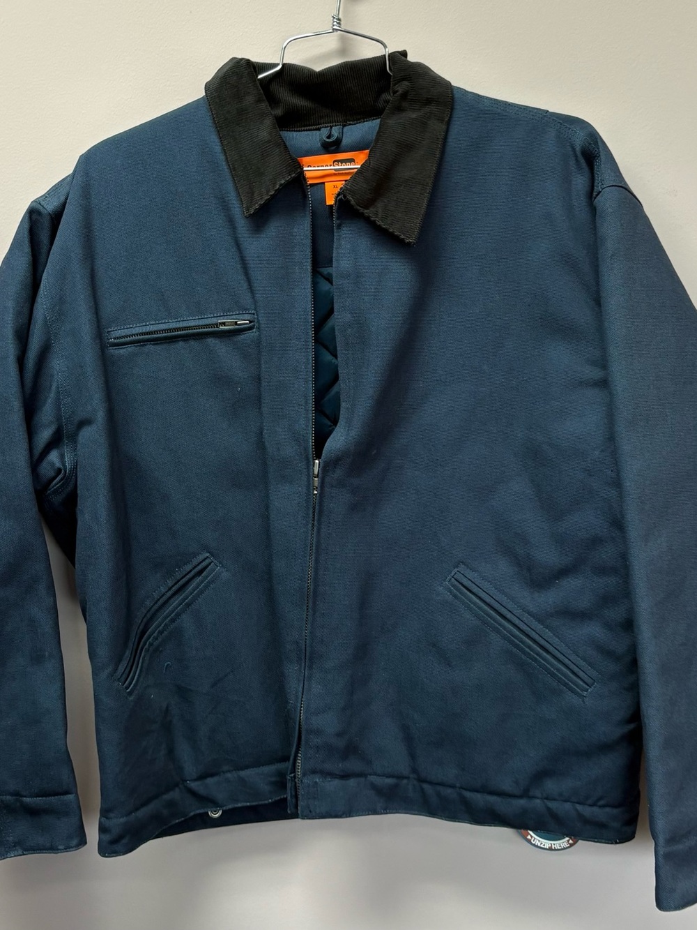 Port Authority Men's Navy Field Jacket with Black Corduroy Collar